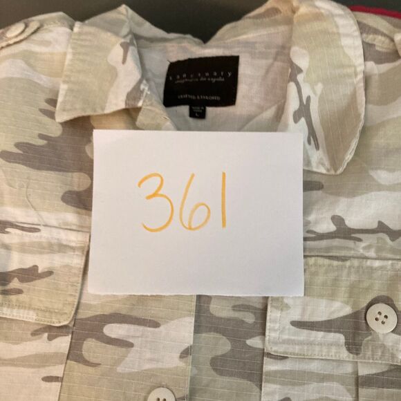 Sanctuary Shirt Jacket Womens Sz L Beige Camo Print Over Size Collared Button Up - Picture 9 of 9